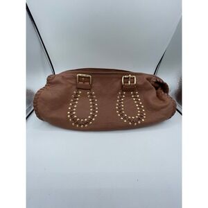 Chi by Carlos Falchi Brown Braided Leather Studded Shoulder bag NO STRAP Western